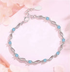 Silver Plated Blue AD Twisted Link Bracelet