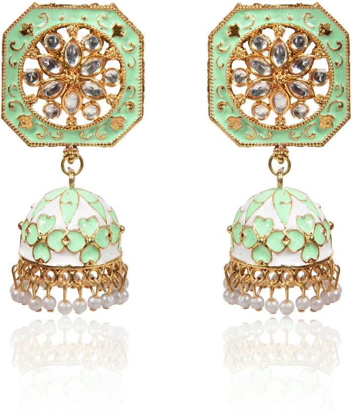 Cute Drop Jhumka Earrings with Stone Work, Kan ka Jhumka for Women and Girls