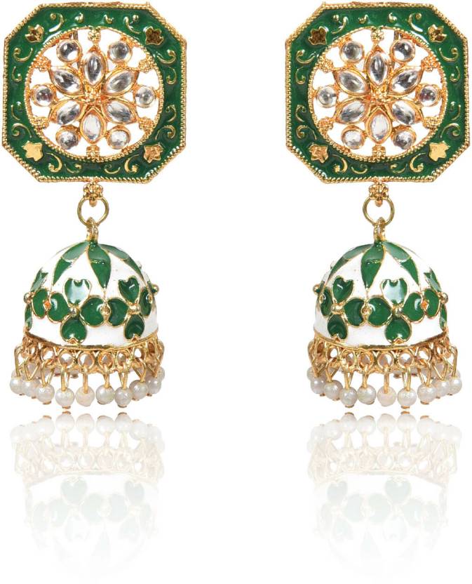 Cute Drop Jhumka Earrings with Stone Work, Kan ka Jhumka for Women and Girls