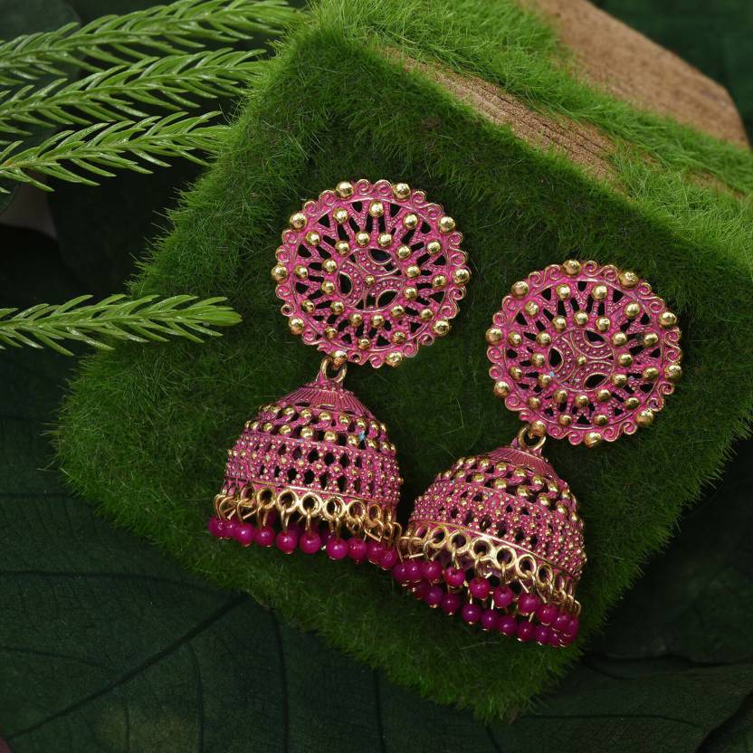 Ethnic Oxidised Jhumka Earring, Long Hangings Traditional Alloy Jhumki Earrings for Women & Girls