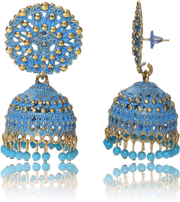Ethnic Oxidised Jhumka Earring, Long Hangings Traditional Alloy Jhumki Earrings for Women & Girls