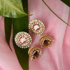 Red Lotus Shape Handcrafted Jhumka