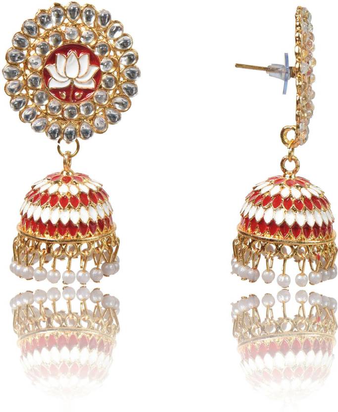 Lotus Shape Jhumka Earrings for Festive/ Party for Women and Girls